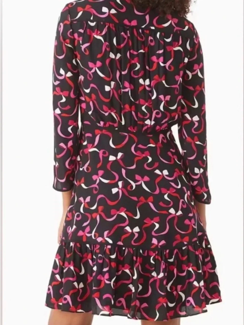kate spade Black Dress with Pink and Red Abstract Ribbon Print